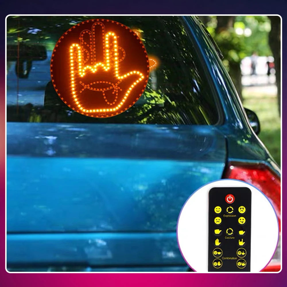 Car Funny Remote Control Facial Expression LED Light Rear Window Multi-Function Warning Reminder Lamp Exterior Accessories