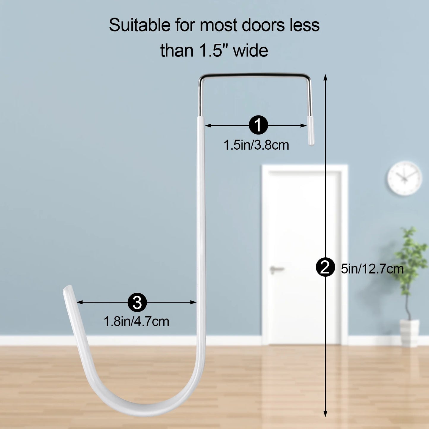 6 Pack Metal over the Door Hooks, over Door Hooks with Soft Rubber Surface, Heavy Duty Organizer over the Door Hangers for Clothes, Umbrellas, Bag, Towels, Hats (White)