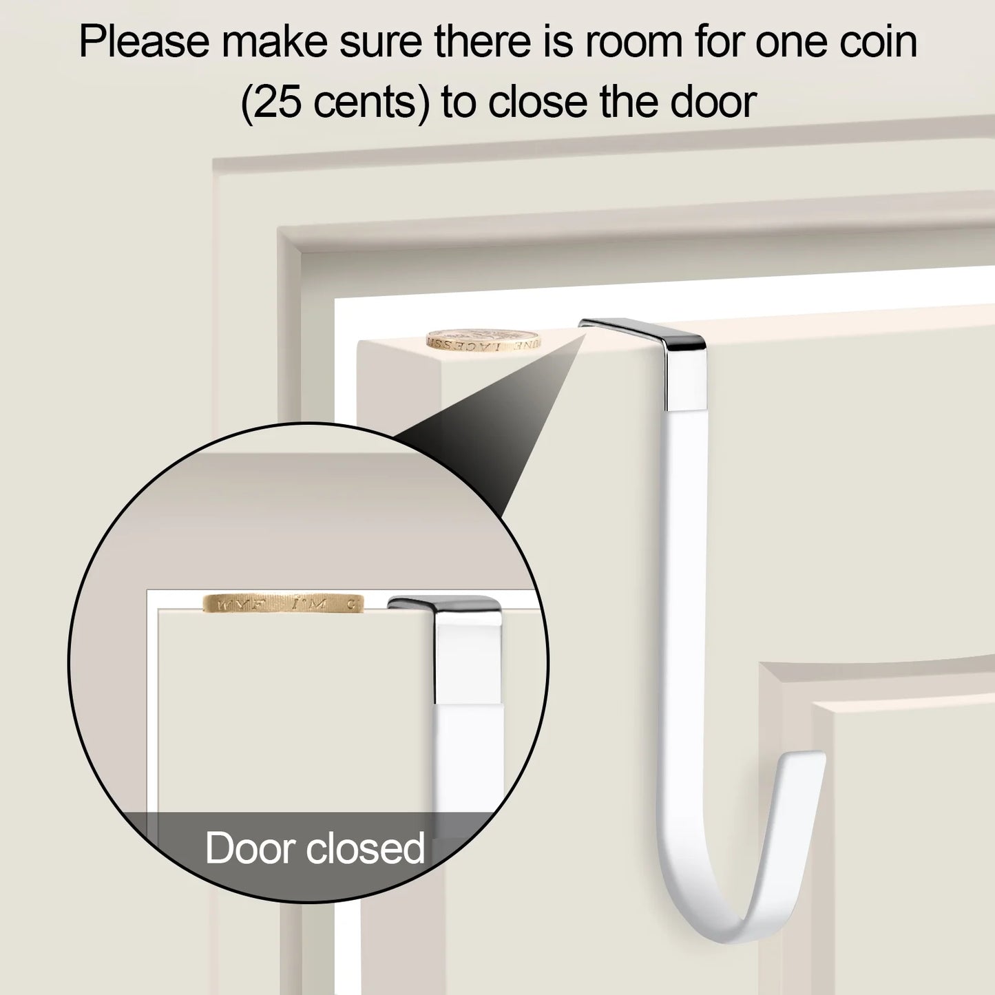 6 Pack Metal over the Door Hooks, over Door Hooks with Soft Rubber Surface, Heavy Duty Organizer over the Door Hangers for Clothes, Umbrellas, Bag, Towels, Hats (White)