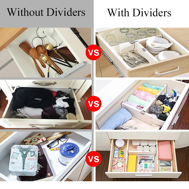 Adjustable Storage Drawers Divider Retractable Plastic Drawer Partition Holder Household Storage Clapboard Kitchen Organizador