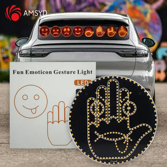 Car Funny Remote Control Facial Expression LED Light Rear Window Multi-Function Warning Reminder Lamp Exterior Accessories