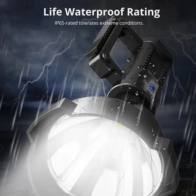 Powerful XHP70 LED Flashlight Searchlight USB Rechargeable Ultra-Long Lighting Distance Torches Outdoor Spotlight Lantern