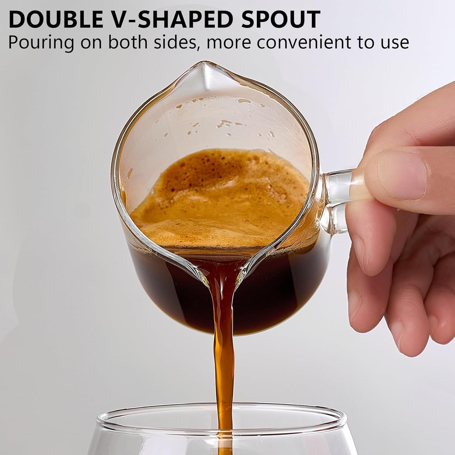 Espresso Cups Set of 2, 4 Oz Double Spouts Cup, Espresso Shot Glasses with Handl