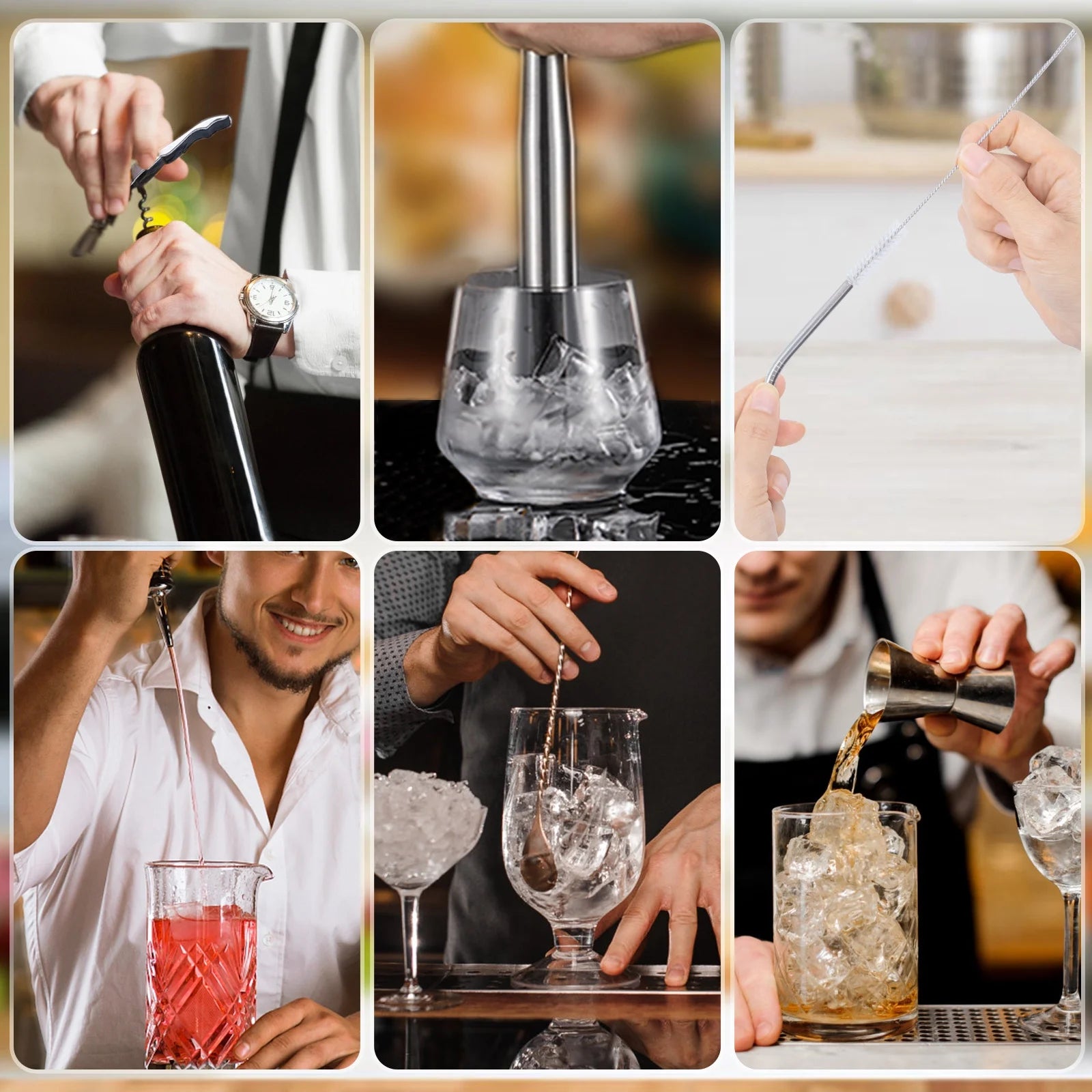 Cocktail Shaker Set,  20 Pieces 750Ml Professional Stainless Steel Cocktail Shaker with Boston Shaker, Strainer, Measuring Cup, Mixing Spoon, Great Gift Kit