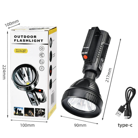 Powerful XHP70 LED Flashlight Searchlight USB Rechargeable Ultra-Long Lighting Distance Torches Outdoor Spotlight Lantern