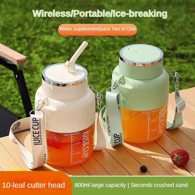 10 Blade 800Ml Electric Fruit Juicer Portable Home USB Rechargeable Sports Bottle Juicing Cup Mixer for Shakes and Smoothies