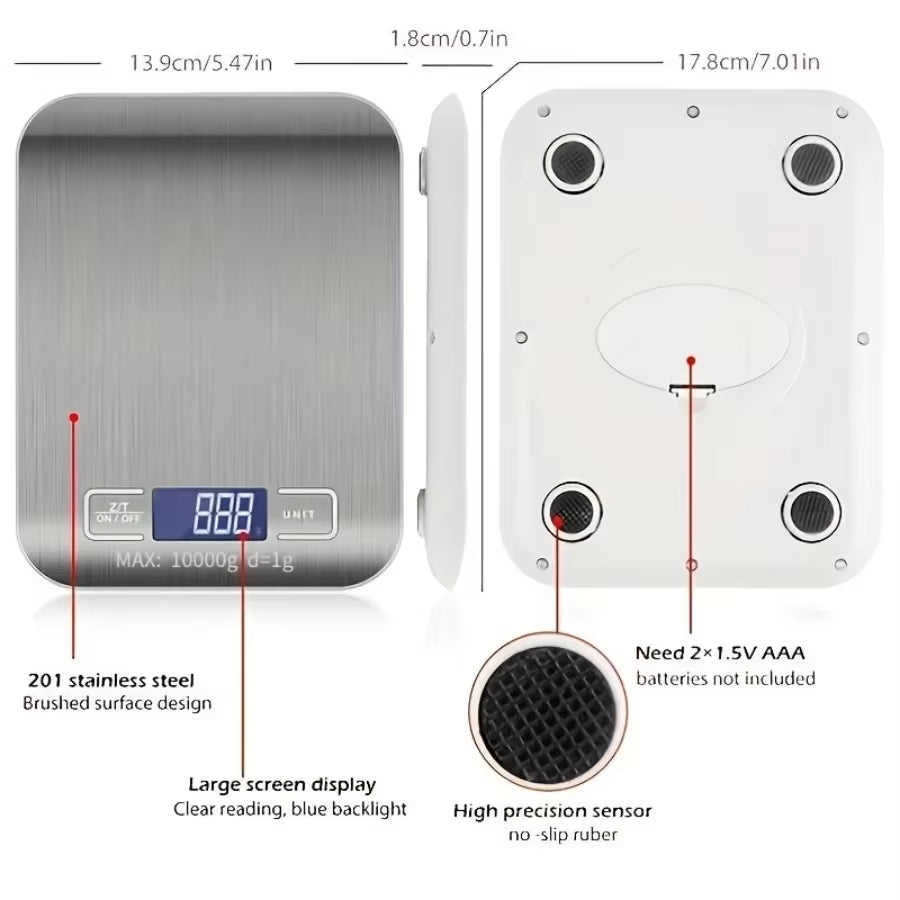 10Kg 1G Portable Kitchen Scale Electric Digital Food Coffee Scale LCD Display Measuring Scale Household Weight Measuring Tools